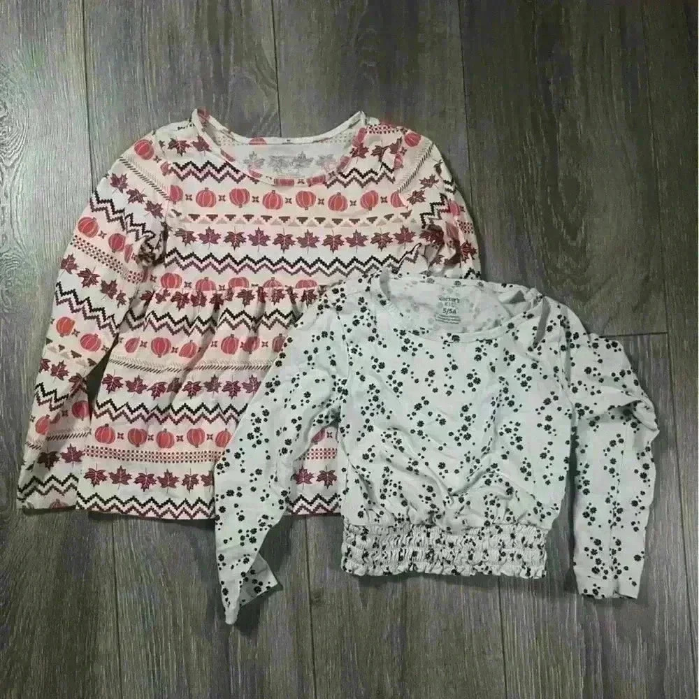 Carter’s and Children’s Place 2 Piece Girls Fall Long Sleeve Tee Bundle Size 5